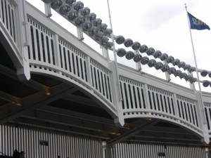 Famous Yankee Stadium Railings are above the upper deck all the way around the stadium