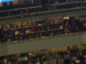 Packed Press Box for Boston Series...Appears to be tons of seats for the media